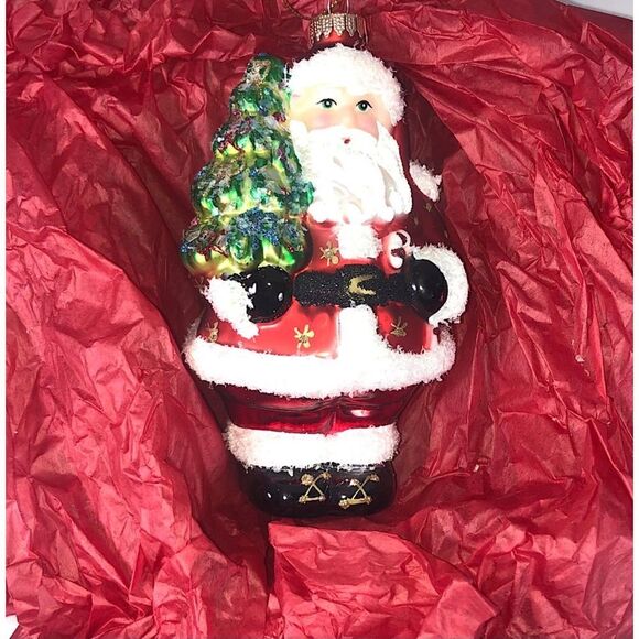 Vintage Krebs Hand Blown Glass Santa Christmas Ornament - Picture 7 of 7
